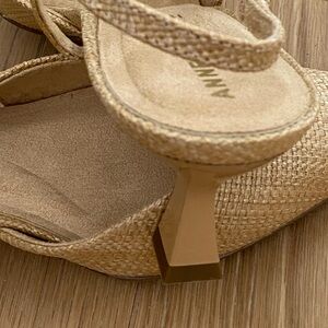 Anne Klein Ivette Brand New! Never worn tan woven with 2.25" flared kitten heel